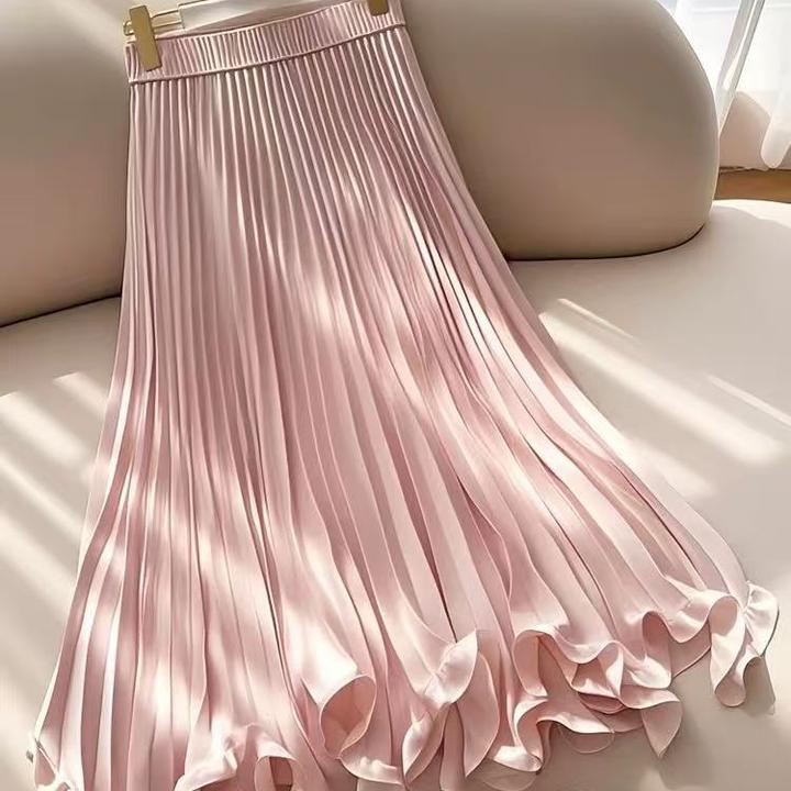 SS930粉色半身裙超火春新款气质法式高级感轻奢减龄洋气百褶半裙