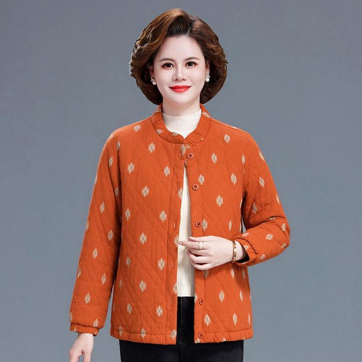 317中老年女夹棉外套纯棉奶奶休闲短款上衣妈妈装立领显瘦薄棉服