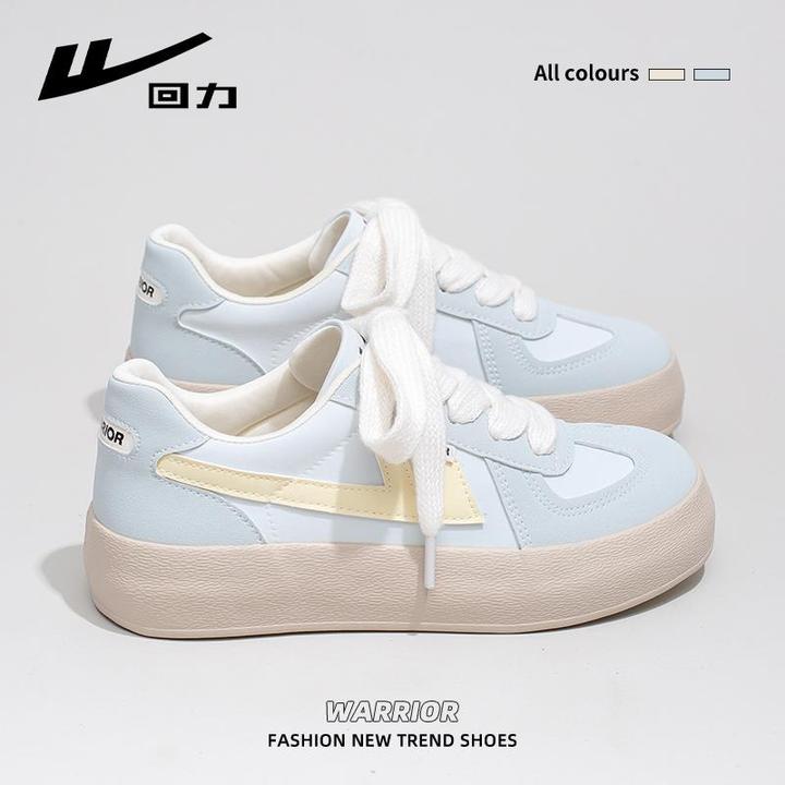 回力德训鞋女2025秋季新款淡蓝色小白鞋厚底增高百搭休闲轻薄板鞋