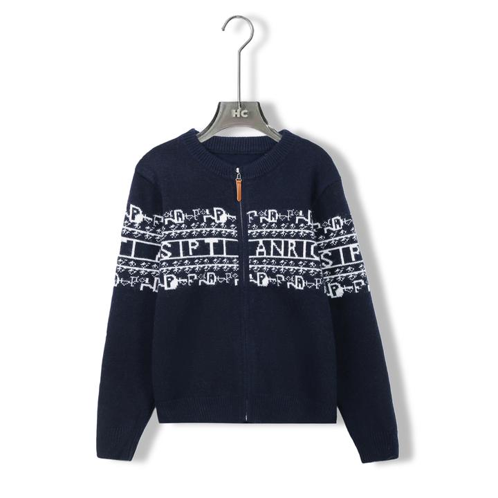 迪系秋冬氛围感双拉链‘浣熊羊毛100'秋冬气质加厚针织衫开衫6548