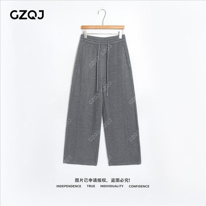 老琴私服【首尔街头】加绒有弹绵羊毛醋酸高腰休闲长裤女冬新款0912