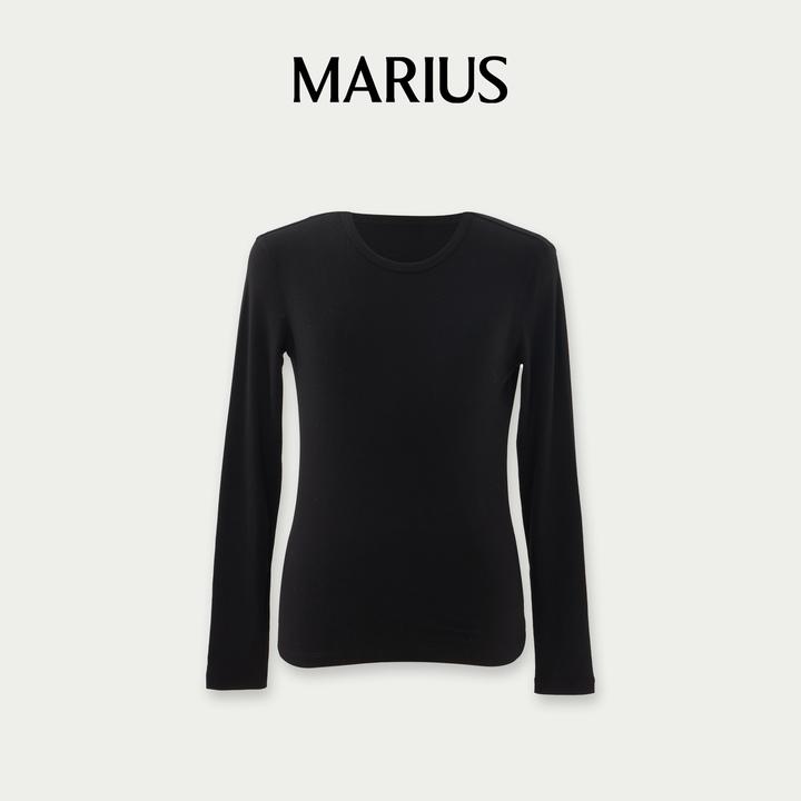 MARIUS“珠珠T”百搭慵懒感舒适柔软合身打底圆领长袖T恤