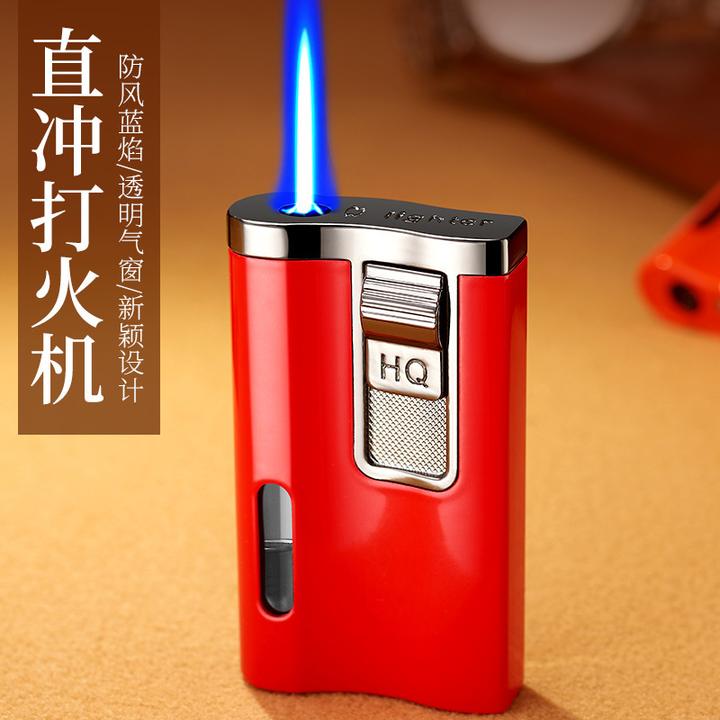 防风直冲打火机大气窗金属蓝焰打火机个性轻薄便携时尚男士礼物