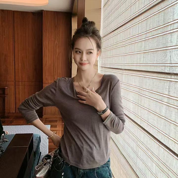 为妳甄选●XT5084水面膜奶皮T女生韩系ins衣服t恤打底正肩打底衫