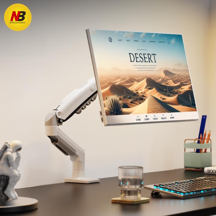 NBF80白色款显示器支架17-32英寸桌面拉伸增高架承重机械臂9kg