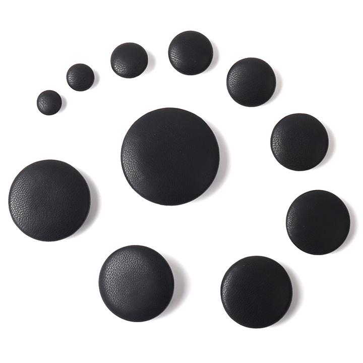 黑色皮扣子大衣沙发包皮纽扣时尚百搭皮衣外套装饰圆形钮扣高档