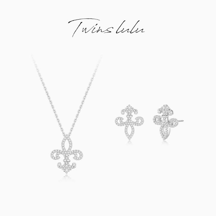 TWINS LULU925银镀K金 时尚轻奢鸢尾花耳环项链TSJ7977