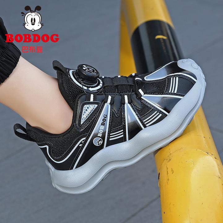 巴布豆男童鞋子2025秋季新款皮面防水中大童网面跑步鞋儿童运动鞋