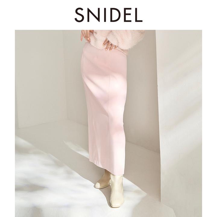SNIDEL2026春夏新品气质百搭纯色高腰直筒缎面半身裙SWFS261045