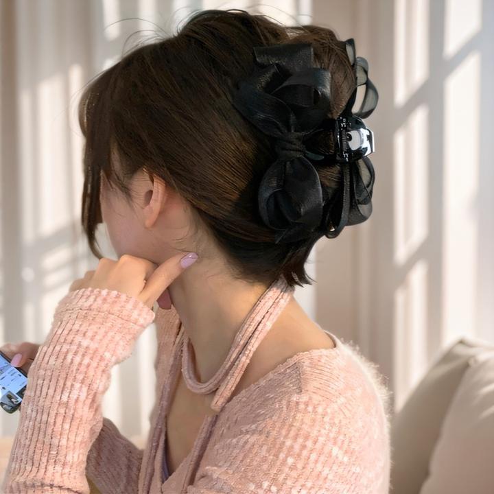 【趣优行饰品】蝴蝶结鲨鱼夹！时尚简约网纱蝴蝶结抓夹蓬松发量多