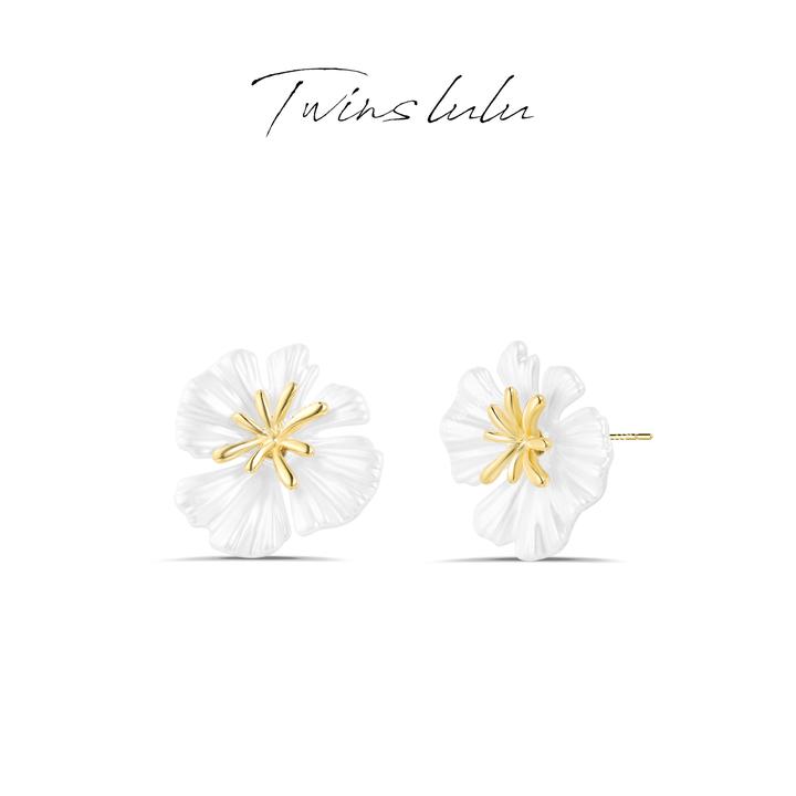 TWINS LULU 镀k金【春上新】花迹小雏菊花朵简约银针耳环TSL614