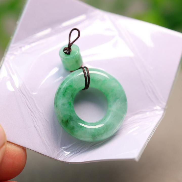 #J703冰种阳绿缅甸天然A货翡翠平安扣小环吊坠圆圈挂坠