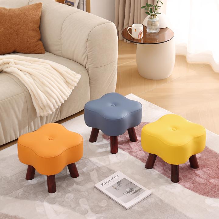 猫抓皮实木软包家用矮凳可爱小实木软包小凳子家用矮凳