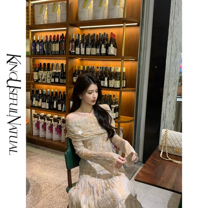 KUN【琥珀美人】诗意浪漫 新中式花色胶印感压褶显瘦不挑人长裙套装