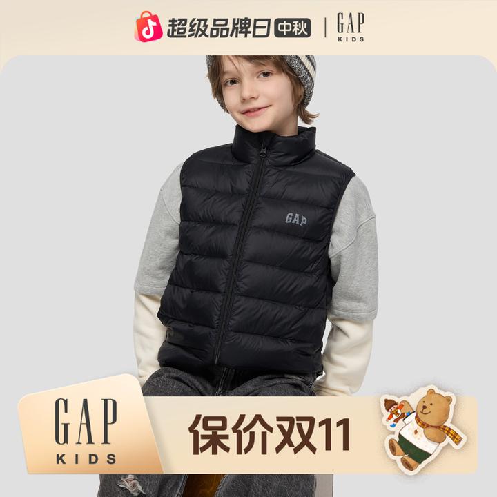 Gap男女童2025秋季新款Logo印花基础羽绒服马甲背心835968/835981
