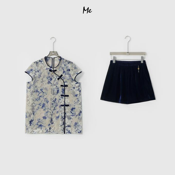 ME【秦淮河畔套装】植绒工艺复古新中式显瘦舒适时尚套装 MESS6815