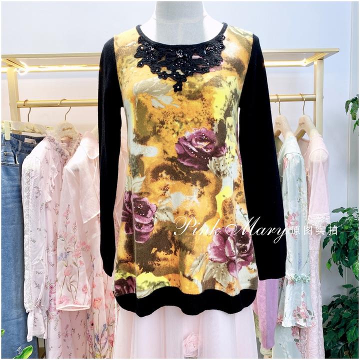 Rose Story玫瑰传说圆领印花羊绒衫针织衫毛衣保暖女装RSG8639622