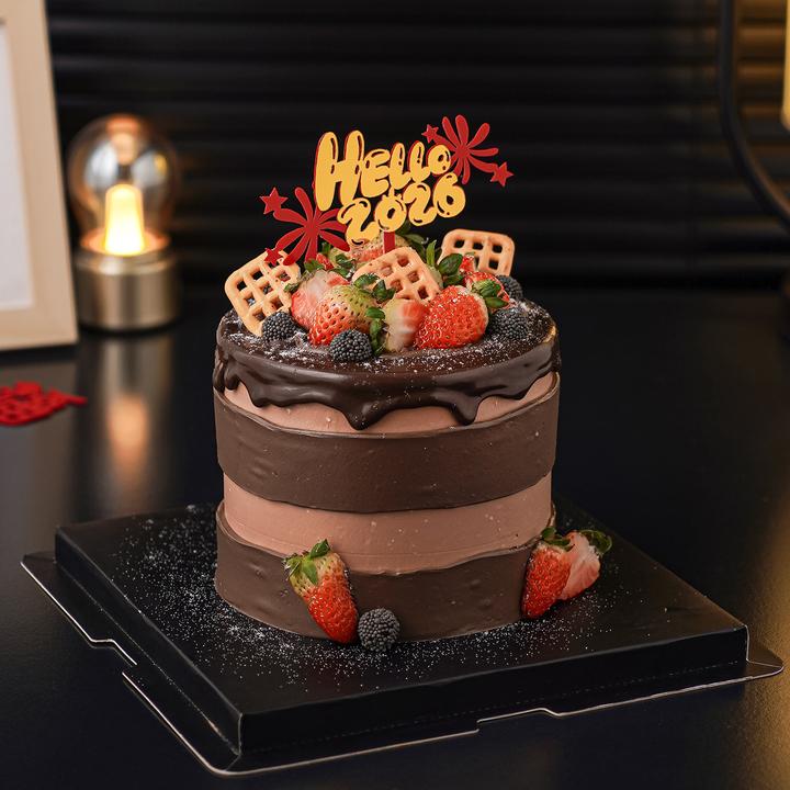 hello2026新年快乐蛋糕装饰插件马年跨年元旦礼花亚克力烘焙插牌