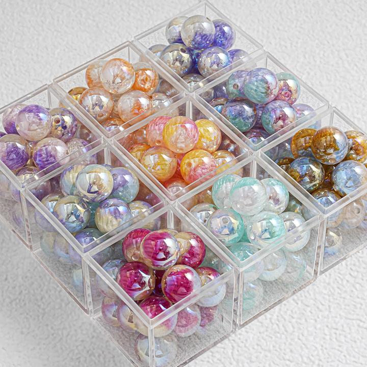 【海家】三色绚烂光变黄色圆珠单孔亚克力透明珠子饰品小饰品散珠