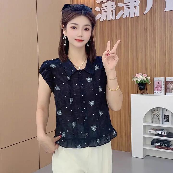时尚衬衫女2025夏季新款洋气遮肉炸街减龄设计感轻薄百搭短袖上衣