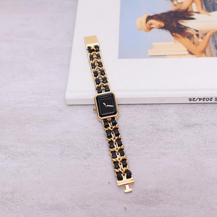 小香风黑金系列皮绳链条黑方糖牛皮精钢配上衣