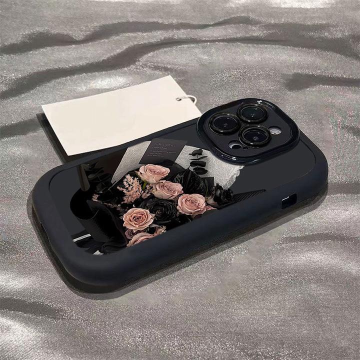 花束玫瑰适用iphone16promax苹果15/14P手机壳泡芙13p/12/11全包