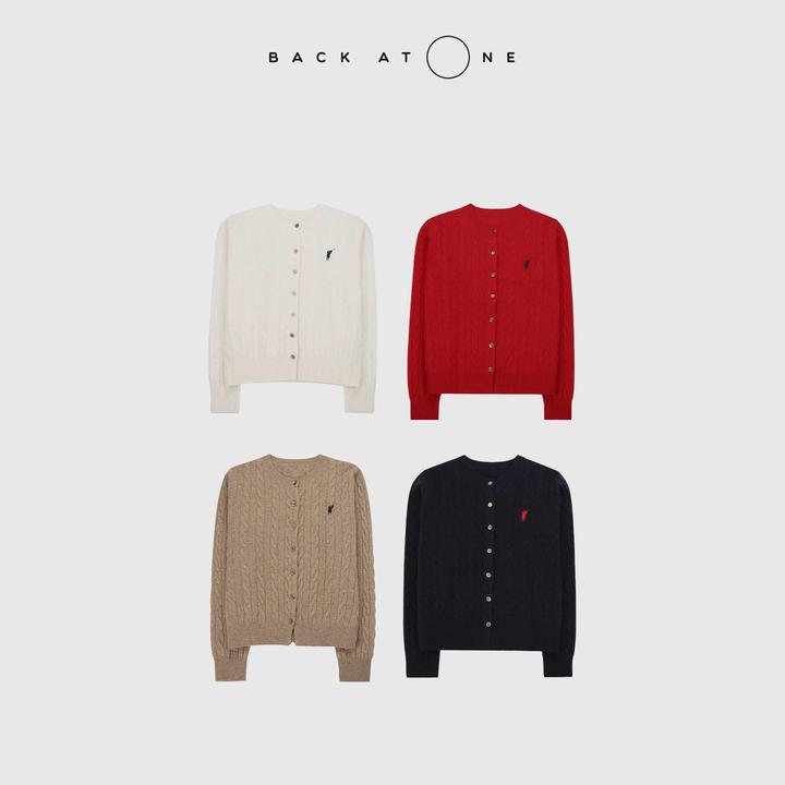 BACKATONE“优雅漫谈” 时尚百搭拉夫*绞花羊绒开衫 BFF-1AS064H-K