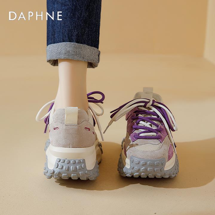 达芙妮榴莲底老爹鞋女款2025新款秋冬紫色厚底增高运动鞋休闲爆款
