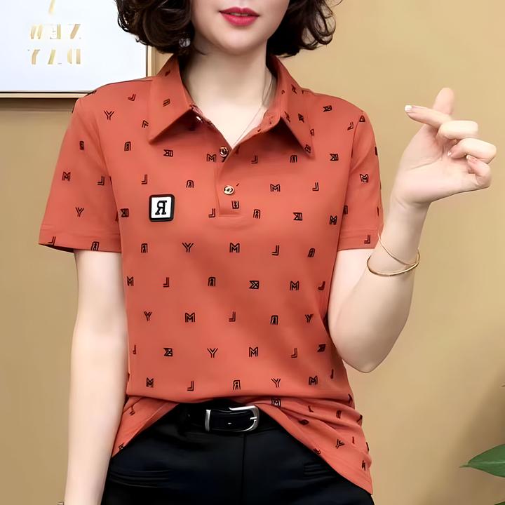 2025夏季新品时尚领时尚百搭气质休闲减龄短袖棉恤女士上衣