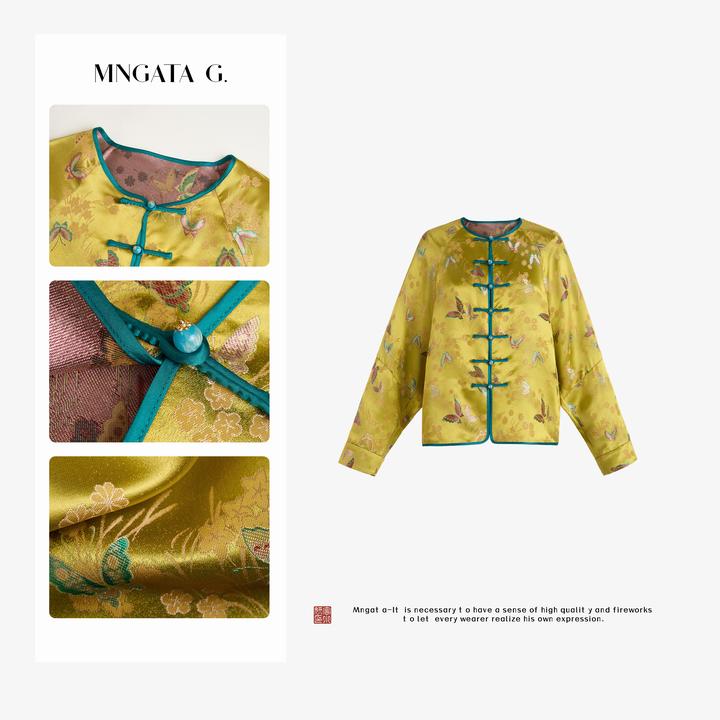 MNGATA G.宫小妍【金盏福蝶】桑蚕丝新中式国风学士服外套5040979