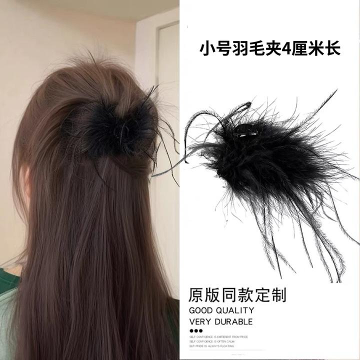 4厘米小号半扎发羽毛小号发夹