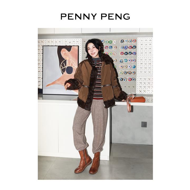 PENNYPENG皮草派克秋冬短款廓形毛毛边氛围感90绒时尚鹅绒服外套