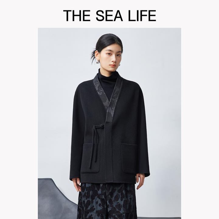 THESEALIFE欧海一生100%绵羊毛大衣25冬新中式设计毛呢外套18156