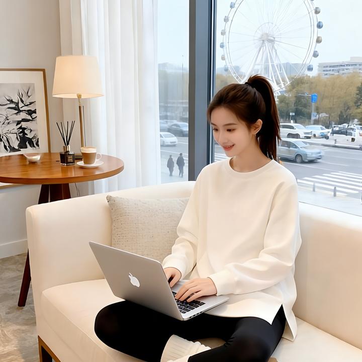 时尚穿搭磨毛加厚白色打底衫内搭可外穿百搭鲨鱼裤精致小衫上衣女