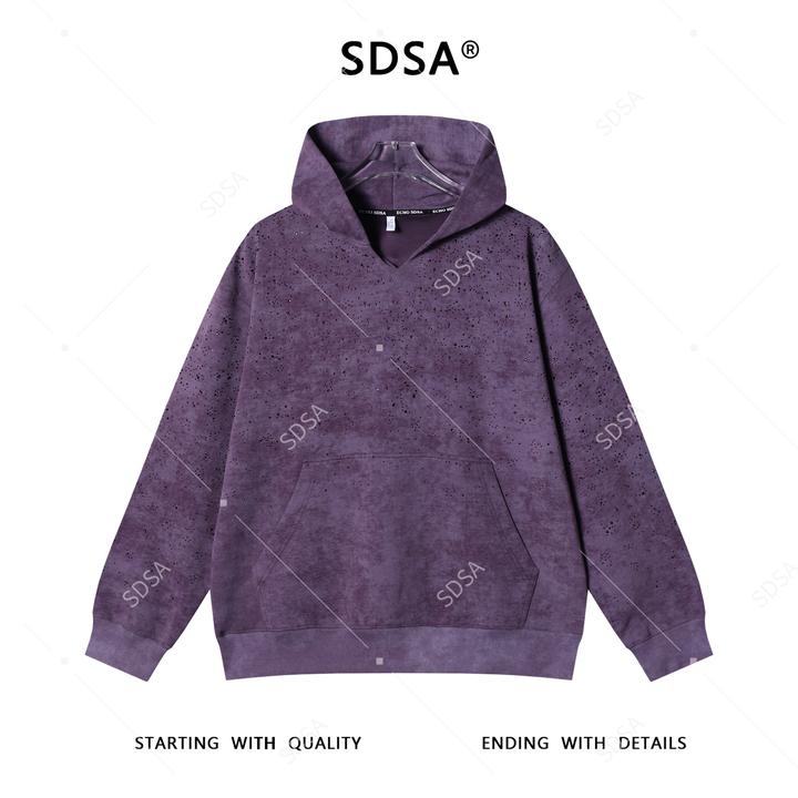 SDSA男士秋冬新款痞帅男装潮牌扎染烫钻连帽卫衣百搭重工时尚上衣