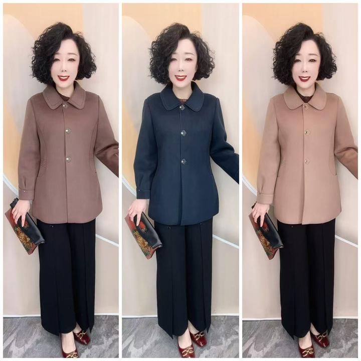 51新款时尚百搭羊毛混纺精品宽松大码中款外套，衣长75