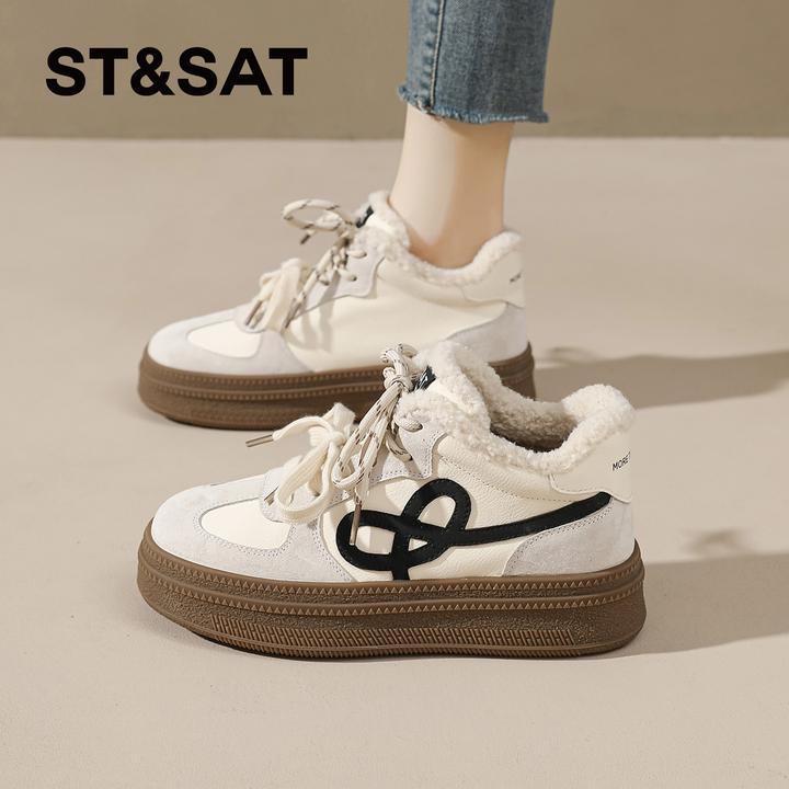 星期六雪地靴女2025新款秋冬季加绒保暖高帮棉鞋复古阿甘鞋德训鞋