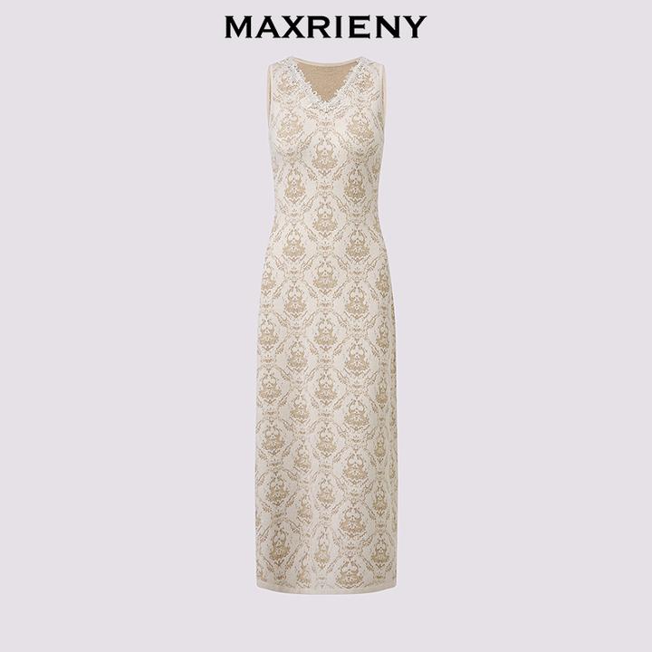 MAXRIENY千金miu系穿搭x型收腰长裙25秋羊毛混纺背心裙无袖连衣裙