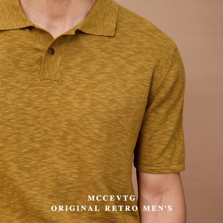 MCCEVTG美式竹节棉复古马球polo衫纯色针织翻领短袖t恤休闲男