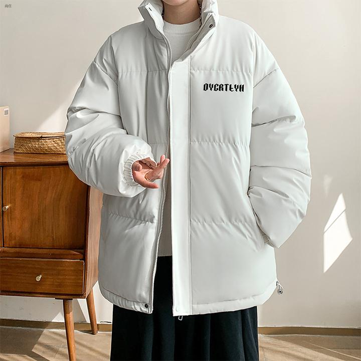 男款加绒加厚卫裤24棉衣男冬季新款港风外套休闲纯色宽松立领丝棉