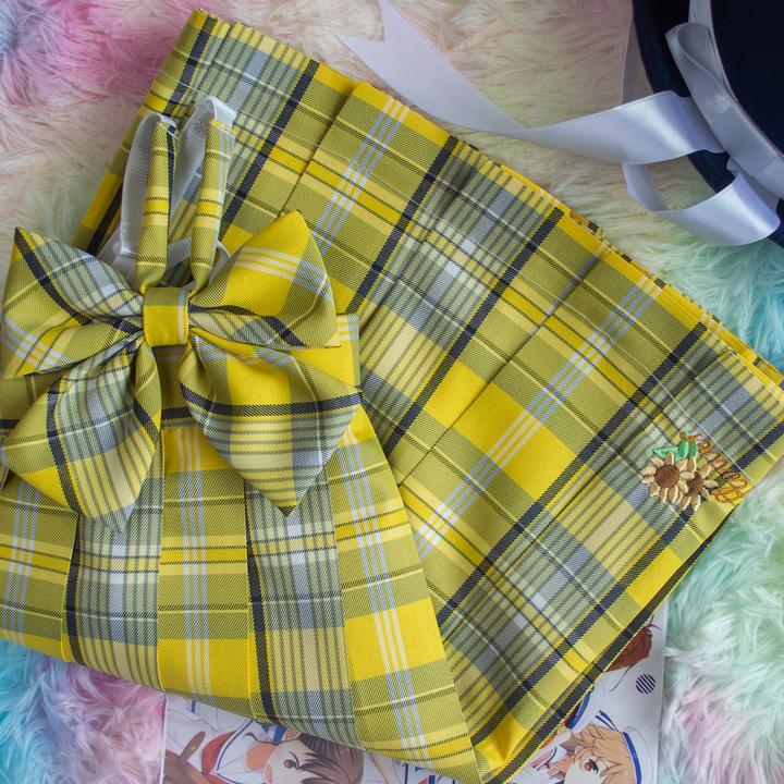 正版夏町葵向日葵刺绣短裙半身日系学生制服jk原创格子裙jk格裙