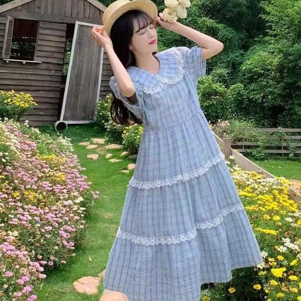 胖mm大码300斤法式甜美娃娃领洛丽塔公主裙子夏季萝莉少女连衣裙2