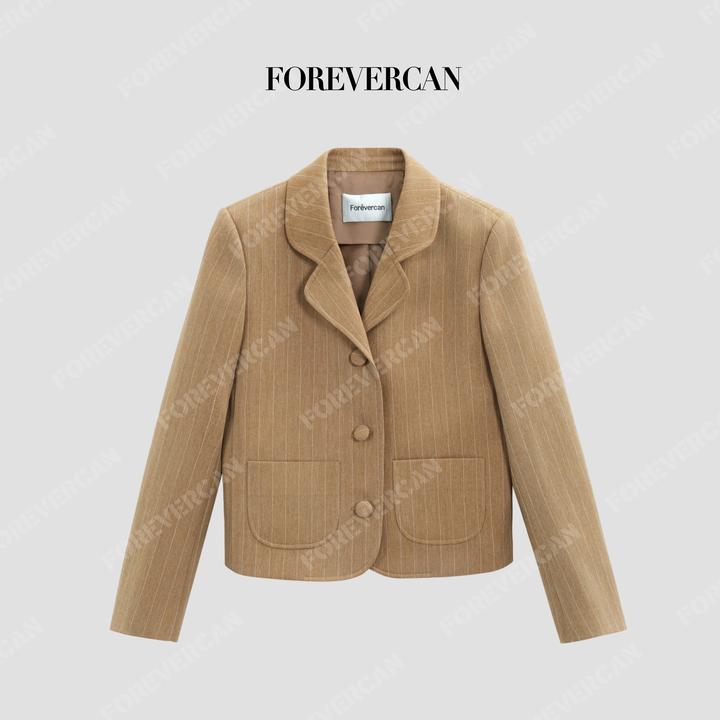 FOREVERCAN“布鲁内尔”立裁复古细条纹短款西装外套WC22957