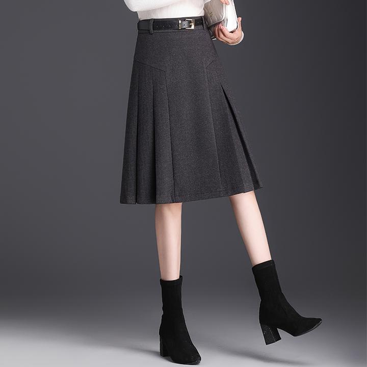 加厚毛呢百褶裙短裙a字裙半身裙2025秋冬新款高腰显瘦小个子伞裙