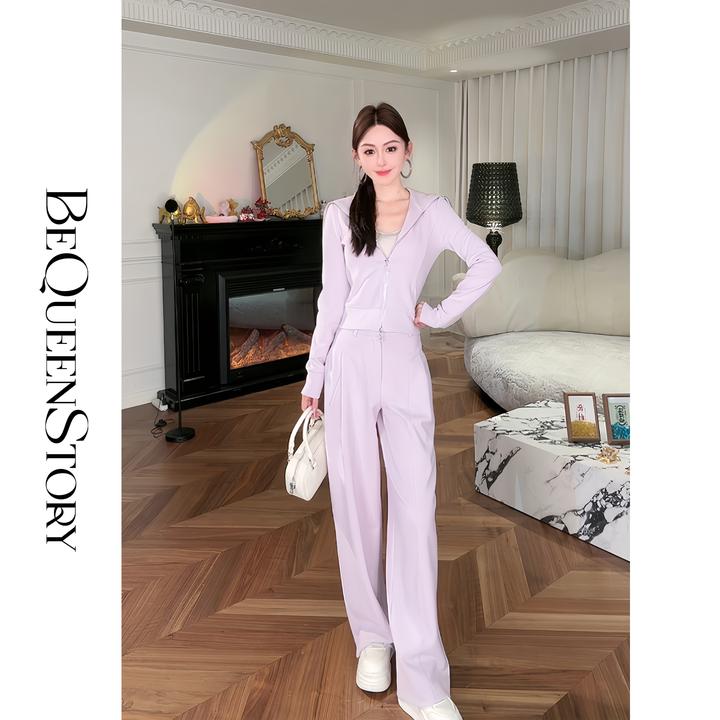 余潇潇【元气音符】2025轻奢舒适时髦显瘦大翻领休闲套装