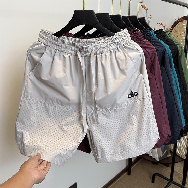 网眼透气速干短裤男款夏季薄款冰丝运动骑行休闲五分裤情侣沙滩裤