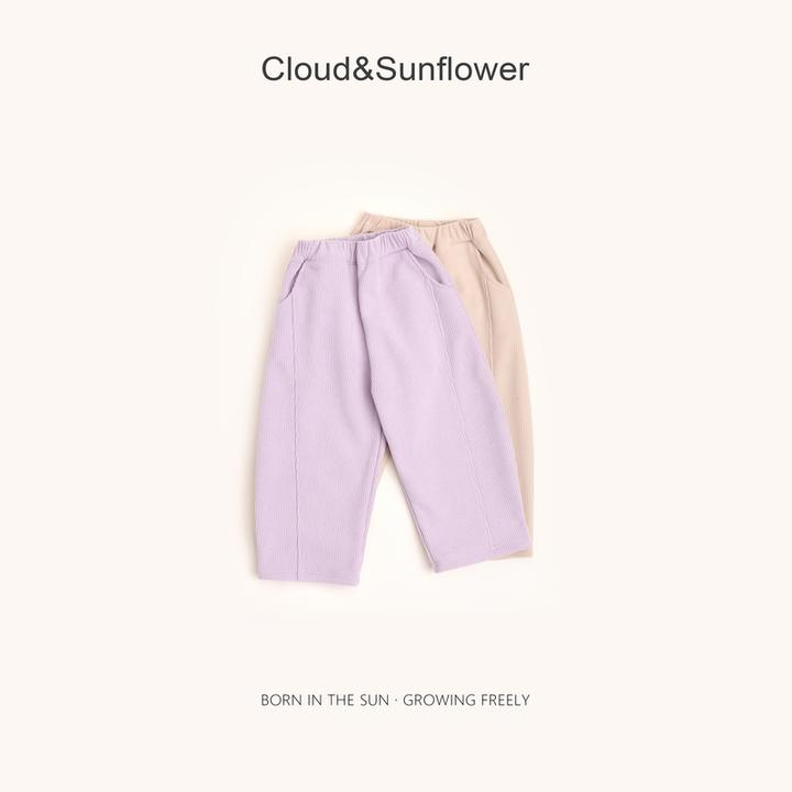 【云朵小葵】女童秋冬季新款百搭纯色宽松竖条条绒洋气休闲裤256336