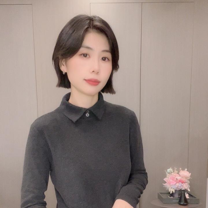 2025秋冬新款极简风POLO领打底衫上衣