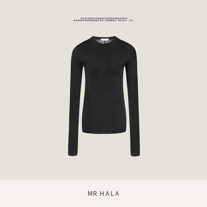 MRHALA 泰逢廓形美利诺羊毛细针宽领长袖上衣女  LT53034