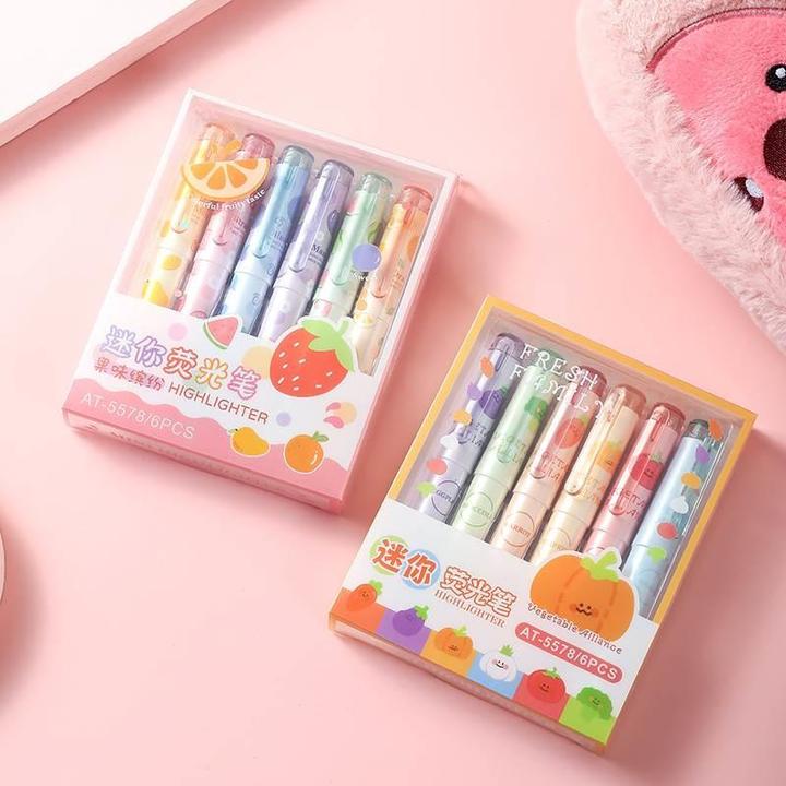 糖果荧光笔手帐笔手账专用笔标记升级3D图案荧光色记号笔